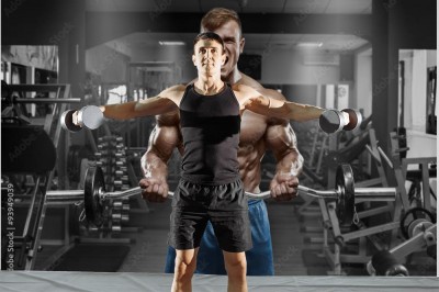 Fototapeta Kulturysta podczas ćwiczeń