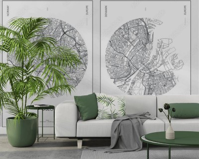 Fototapeta plan miejski plan ulic Oslo i Kopenhaga