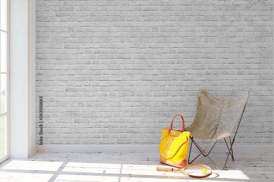 Fototapeta Stara biała ściana z cegieł