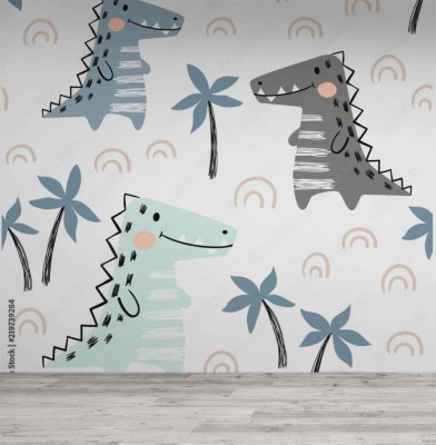 Fototapeta dla dzieci z wzorem w dinozaury w stylu skandynawskim