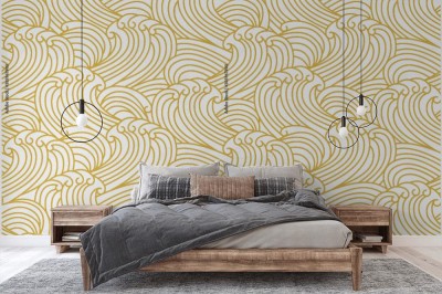 Tapeta Wektorowy bezszwowy wzór z złotą fala w Chińskim stylu