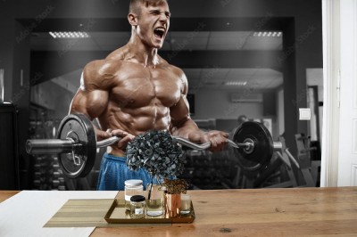 Fototapeta Ćwiczenia ze sztangą na biceps