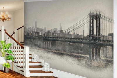 Fototapeta Panorama przedstawiająca Nowy Jork w stylu vintage