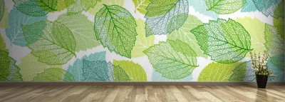 Fototapeta Tło z niebieskimi i zielonymi liśćmi