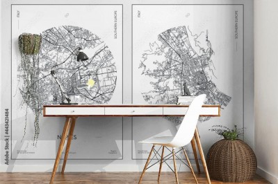 Fototapeta miejski plan ulic miasta Neapol i Palermo