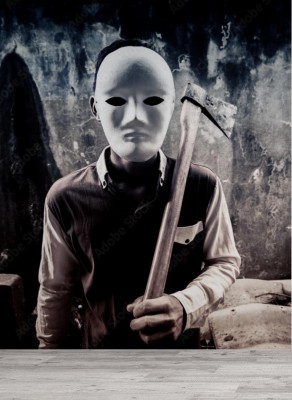 Fototapeta Nieznajoma osoba z toporem