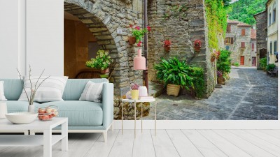 Fototapeta Włoska uliczka 3d w Toskanii