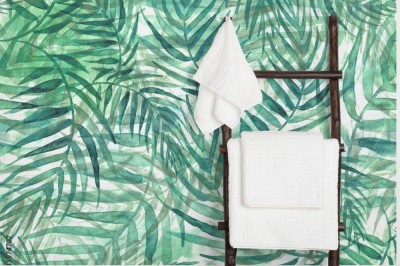 Fototapeta Akwarela tropikalnych liści palmy