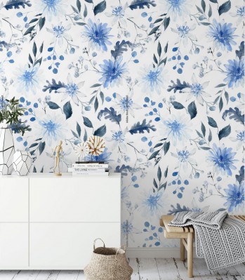 Tapeta Modny deseń florystyczny utrzymany w konwencji minimalistycznej