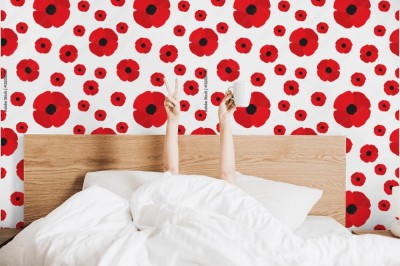 Fototapeta Red poppy seamless pattern  Repeating texture with flowers  Simple vector floral continuous background in flat style 