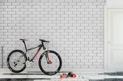 Fototapeta Biały ściana z równych cegieł