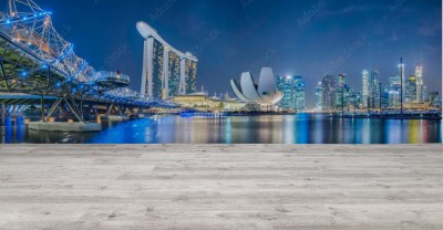 Fototapeta Miasto Singapur w nocy