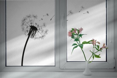 Naklejka na okno łazienkowe Mniszek Lekarski w zenicie