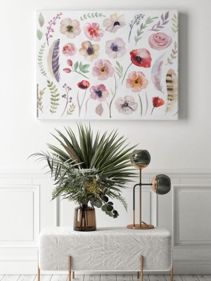 Obraz na płótnie Kolekcja kwiatów malowana akwarelą w stylu boho