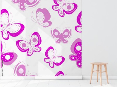 Fototapeta piękne różowe motyle, odizolowane na białym tle