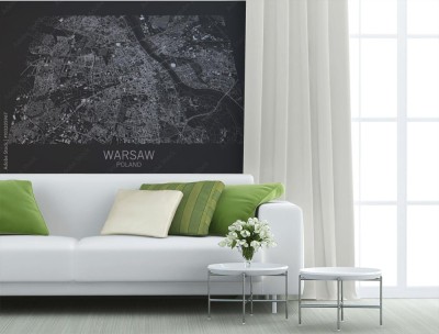 Fototapeta - Mapa Warszawy | widok satelitarny na miasto