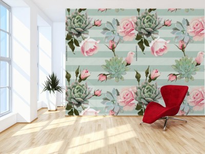 Fototapeta "Sukulenty i róże"