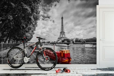 Fototapeta Retro - Wieża Eiffla nad Sekwaną w Paryżu