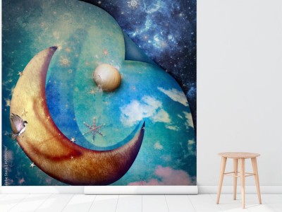 Fototapeta Stylizowany rogalik księżyca na tle nieba