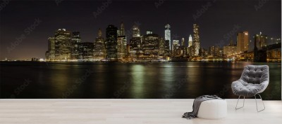 Fototapeta Widok nocnej panoramy miasta Nowego Jorku