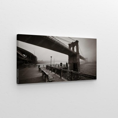 Obraz na płótnie Most Brookliński w monochromatycznym ujęciu