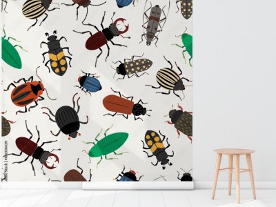 Fototapeta Jednolity wzór różnych chrząszczy