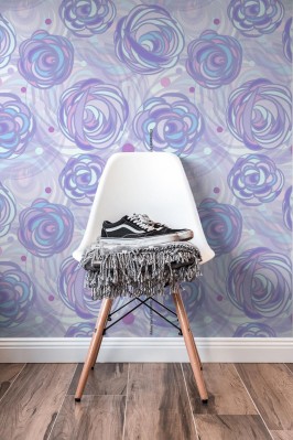 Tapeta z abstrakcyjnym wzorem roślinnym inspirowanym kwiatami róż 