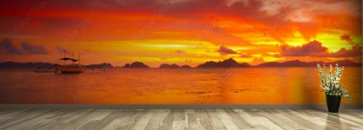 Fototapeta Łodzie o zachodzie słońca