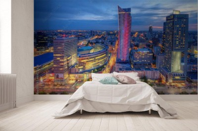 Fototapeta Warszawa wieczorna panorama miasta