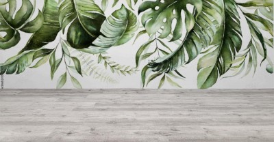 Fototapeta z tropikalnymi liśćmi w zielonym kolorze