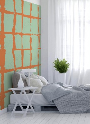 Fototapeta z zielonym wzorem w stylu Wabi Sabi