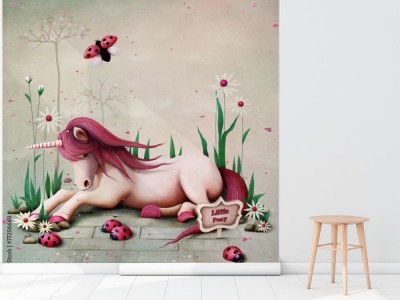 Fototapeta Bajkowy różowy jednorożec