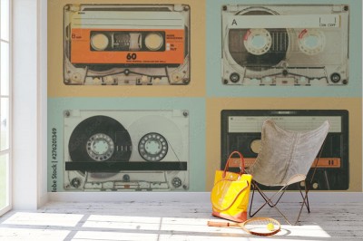 Fototapeta Cztery stare kompaktowe kasety audio