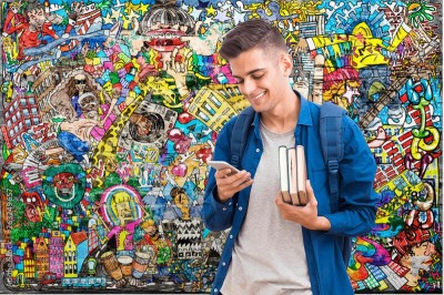 Fototapeta Fajne muzyczne graffiti w stylu miejskim na ścianie