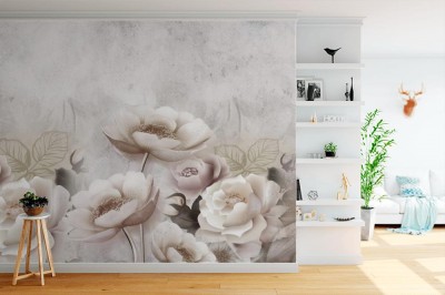 Fototapeta z modnym kwietnym wzorem 3D