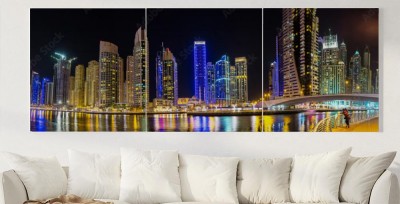 Obraz na płótnie Panorama przystani w Dubaju