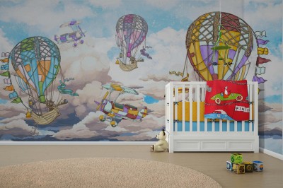 Fototapeta kolorowe balony na niebieskim niebie