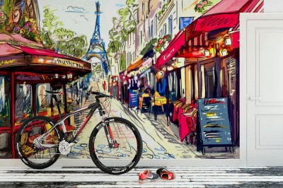 Fototapeta Ulica w Paryżu - ilustracja