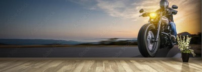 Fototapeta Panorama z motocyklem