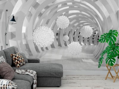 Fototapeta Tunel 3D z kulami dekoracyjnymi