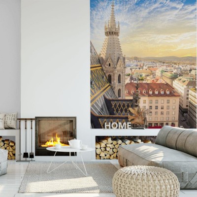 Fototapeta Widok miasta z tarasu widokowego katedry św  Szczepana w Wiedniu, Austria