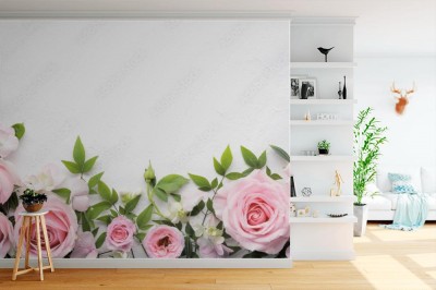 Fototapeta Kwiat róży z ramą liści