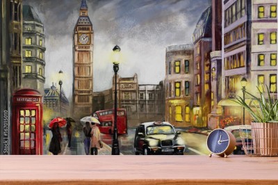Fototapeta Widok ulicy Londynu - Ilustracja artystyczna