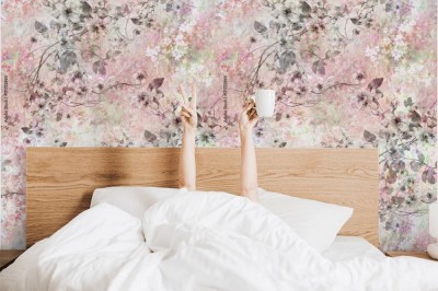 Tapeta do sypialni z pięknym kwiatowym wzorem