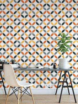 Fototapeta - Pomarańczowy geometryczny wzór retro