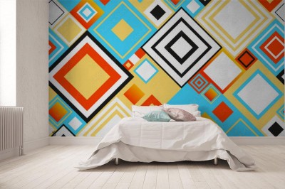 Fototapeta Jasny kolorowy geometryczny wzór z kwadratów