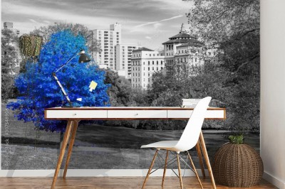 Fototapeta Niebieskie drzewo w centrum Nowego Jorku