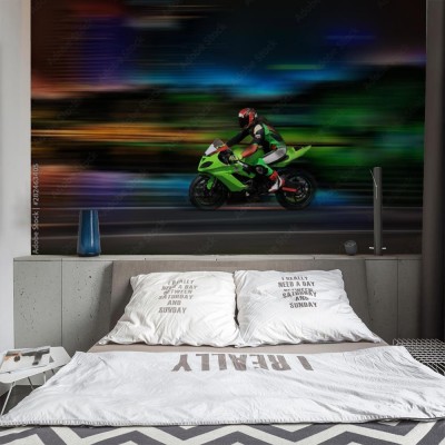 Fototapeta Wyścigi motocykli wyścigowych z dużą prędkością