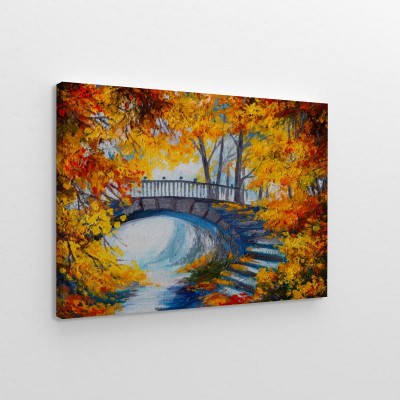 obraz-olejny-jesienny-las-z-droga-i-mostem-nad-rzeka