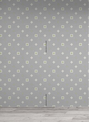 Tapeta w kwadraty i kółka na szarym tle w stylu retro